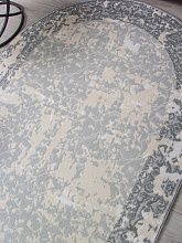 Пушистый круглый ковер CUBA F268 BLUE Овал