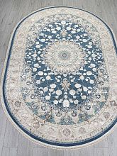 Ковер из Турции синий ZARINA A050B D.BLUE SHIRINK / CREAM Овал