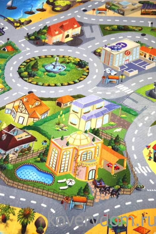 Детский развивающий 3D ковер с дорогами Сказочный Городок у моря 86031 Детский развивающий 3D ковер с дорогами Сказочный Городок у моря 86031