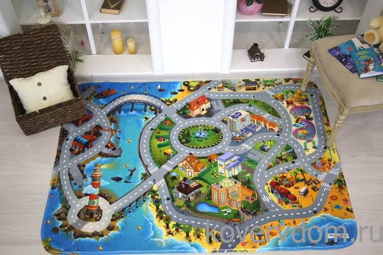 Детский развивающий 3D ковер с дорогами Сказочный Городок у моря 86031 Детский развивающий 3D ковер с дорогами Сказочный Городок у моря 86031
