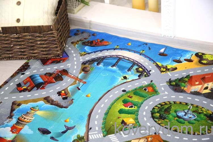 Детский развивающий 3D ковер с дорогами Сказочный Городок у моря 86031 Детский развивающий 3D ковер с дорогами Сказочный Городок у моря 86031