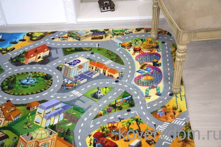 Детский развивающий 3D ковер с дорогами Сказочный Городок у моря 86031 Детский развивающий 3D ковер с дорогами Сказочный Городок у моря 86031