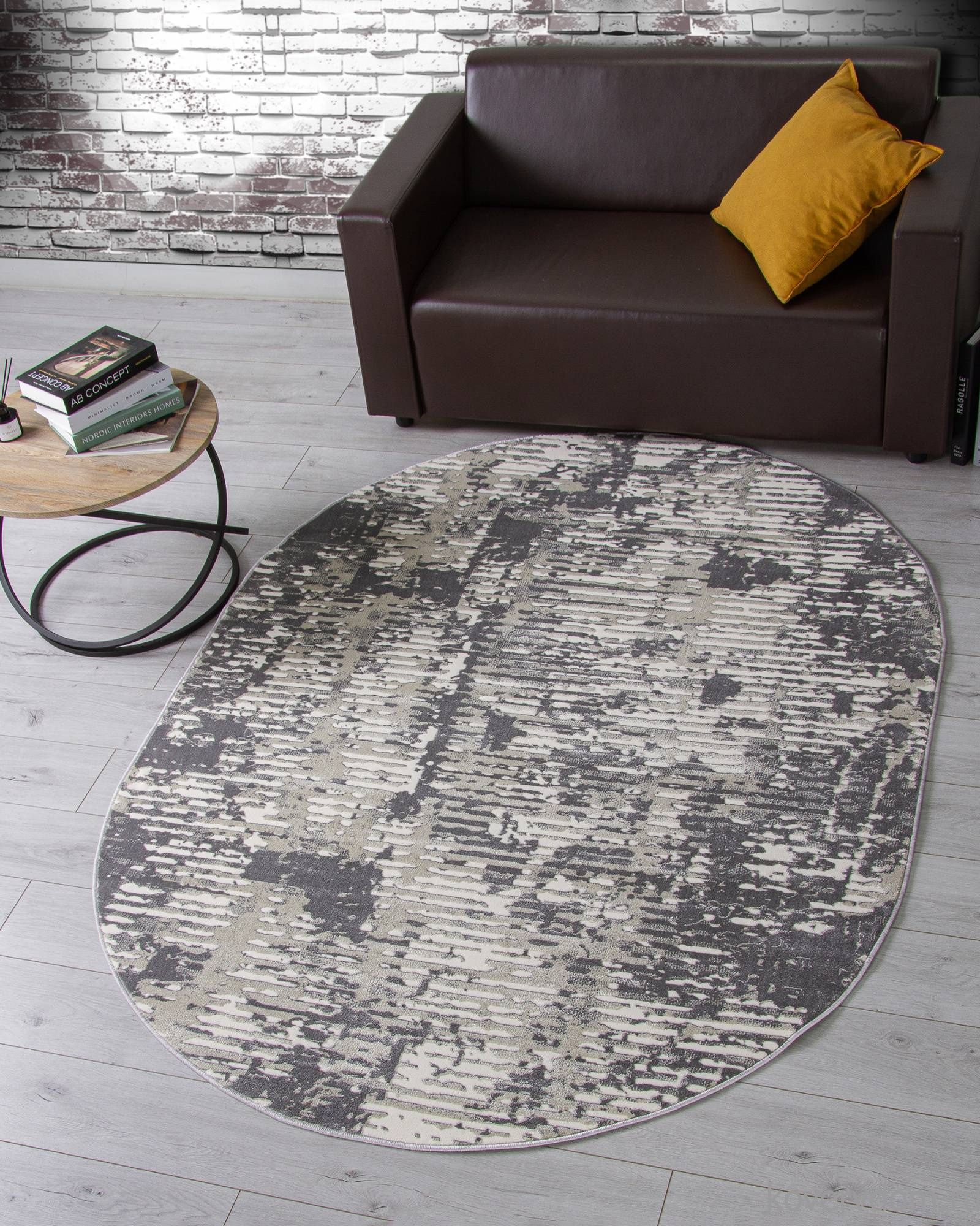 Ковер ATLANTIS D999 CREAM-GRAY Овал